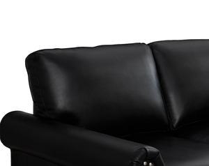 Living Room <b>Sofa</b> Loveseat Black Faux Leather - Product Image 4