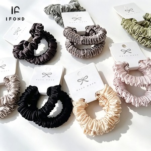IFOND Fornitura all'Ingrosso 2 Pezzi Elastici per Capelli Minimalisti in Raso con Volant Multicolore per Donne e Ragazze, per <span class=keywords><strong>Acconciature</strong></span> Quotidiane e da Festa - Product Image 1