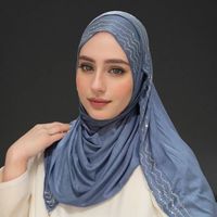 Nouvelle Écharpe Longue Femme Printemps en Coton Modal Mercerisé Ondulé avec Strass Thermocollés, Couleur Unie Douce et Élastique, Vente Chaude Direct Usine