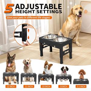 Pet malzemeleri 2 paslanmaz çelik köpek köpek maması kaseleri ile yükseltilmiş yemek kasesi yükseklik ayarlanabilir köpek çanak kase - Product Image 6