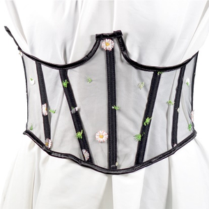 Cinturón de Encaje Romántico con Bordado de Margaritas y Lazos Laterales para una Silueta Femenina - Product Image 2