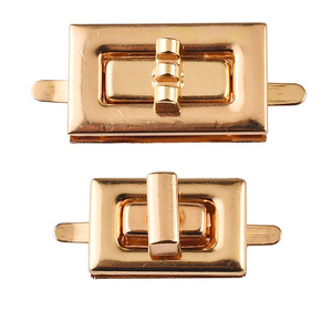 Rectangular Metal Twist Lock Rose Gold Polished <b>Hardware</b> Accessory For Bags Handbags - Product Image 5