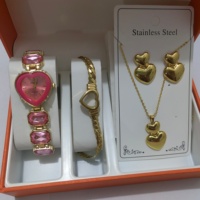 Lot de 5 montres à quartz de luxe pour femme avec parure de bijoux en acier inoxydable, mouvement à quartz, montre élégante pour femme, cadeaux de fêtes