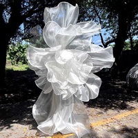YOPIN-2878 Pétales géants en organza pour décoration de scène de mariage, fleurs en gaze faites à la main