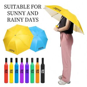 New Design Wholesale Customized Printed Bottle Shape Gift Advertising Branded Umbrellas Wine Bottle Umbrella with Custom Logo - Product Image 5