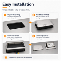 Prise de sol en alliage d'aluminium OEM 15A IP44 avec design escamotable pour usage en bureau en Arabie Saoudite, Émirats arabes unis, Russie