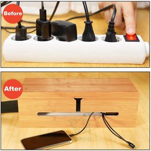 Caja de cable grande de bambú, elegante organizador de cables, caja de gestión de cables para ocultar cables y gestión de cables - Product Image 4