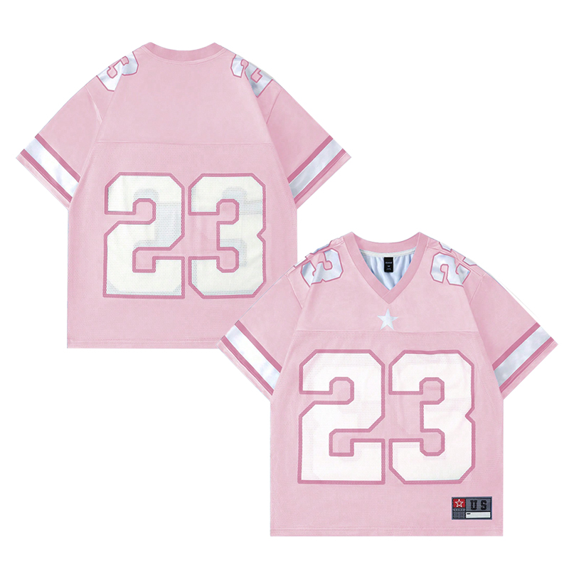 Pink with white letters