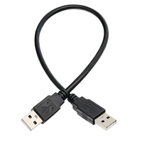 Câble de données USB 2.0 double tête A mâle vers A mâle en cuivre pur noir, prend en charge 2A