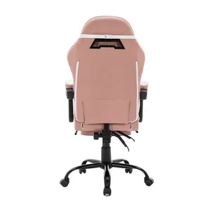 Kursi Gaming komputer ergonomis merah muda PC, kursi Gaming balap dengan sandaran kaki empuk