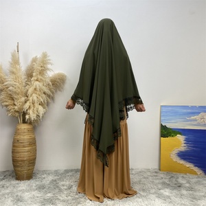 2306 #   Nouveau Khimar de prière en tissu Nida monocouche avec bordure en dentelle, col et 4 ceintures, pour femmes modestes, idéal pour l'Aïd, 13 couleurs - Product Image 6