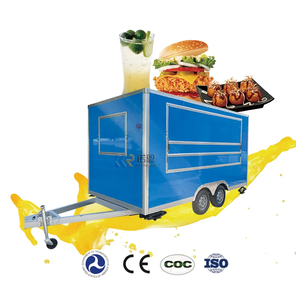 2024 Novo trailer de comida com equipamento completo de cozinha, barra móvel, café, sorvete, cartão, trailer de comida, caminhão de catering