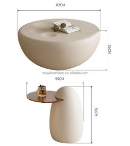 ชุดโต๊ะกาแฟครีมดีไซน์แบบมินิมอลลิสต์โต๊ะกลางโต๊ะโลหะแล็กเกอร์โลหะขนาดกะทัดรัดโต๊ะกาแฟห้องนั่งเล่นสไตล์น่ารัก - Product Image 6