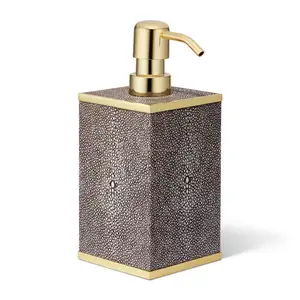 Antika tasarım sabunluk ve losyon şişe ile pompa altın sınır tasarımı dış paslanmaz çelik Metal banyo seti
