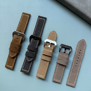 Correa de reloj de cuero de lona vintage de 24mm apta para reloj Paneral de 22mm correa de reloj híbrida de repuesto para hombres - Product Image 2