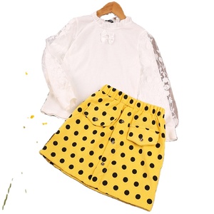 2022 nuovo 2 pz set per ragazze vestiti per adolescenti manica lunga + gonna corta gialla vestiti estivi per bambini - Product Image 1