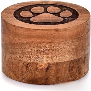 Guci Bundar Ramah Lingkungan dari Kayu Akasia dengan Adegan Alam Manusia, Pohon, dan Anjing untuk Kenang-kenangan & Perlengkapan Pemakaman Hewan Peliharaan - Product Image 4