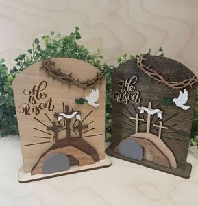 <b>Empty</b> Decoration Religious Decor Christian Easter Tomb He Is Risen Resurrection Cross Display - Product Image 1