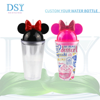 Gobelet en plastique à double paroi sans BPA de 16oz 480ml avec paille et couvercle en forme de dôme