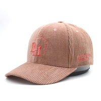 Gorra de Béisbol de Pana con Logotipo Bordado Personalizado, Unisex, Color Rosa Liso, Gorras Deportivas, Gorra de Béisbol con Borde Grueso
