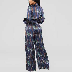Venta al por mayor de nuevo diseño de talla grande ropa de mujer de manga larga de diseño de satén <span class=keywords><strong>mono</strong></span> de una pieza - Product Image 4