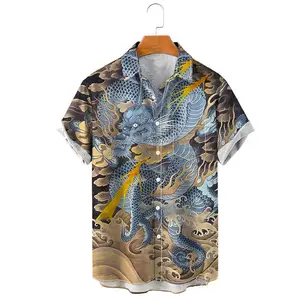 Summer Fashion Tiger/dragon Men Shirt Casual Daily 3d Animal Print Short Sleeve Shirts Plus Size 5xl Informal Shirts