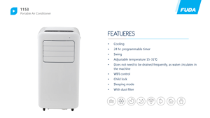 Mini <span class=keywords><strong>Aire</strong></span> <span class=keywords><strong>Acondicionado</strong></span> Portátil Eléctrico <span class=keywords><strong>de</strong></span> <span class=keywords><strong>9000</strong></span> <span class=keywords><strong>BTU</strong></span> para Uso Doméstico, en Hoteles y al <span class=keywords><strong>Aire</strong></span> Libre, Material Plástico, OEM Disponible, Certificado CE ETL - Product Image 5