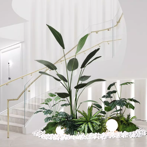 Arrangement de plantes artificielles pour aménagement intérieur : Palmier Areca, Palmier du voyageur, Grandes plantes vertes sur pied pour décoration intérieure - Product Image 6