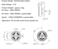 Motor de CC sin escobillas con microengranajes 1503, 7.4V 2000-2800KV 15000-22000RPM, tapa de extremo de hierro, marca YOUGE, corriente continua de 4.5A, panel