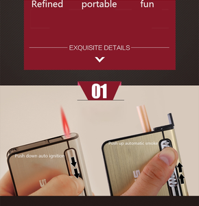 Briquet en alliage d'aluminium à <span class=keywords><strong>cartouche</strong></span> automatique, designs personnalisés intégrés, étanche, étui à cigarettes - Product Image 4