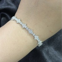 Bracelet pour femme en argent sterling S925 avec moissanite, style luxe léger, trèfle à quatre feuilles, mode européenne et américaine, vente transfrontalière