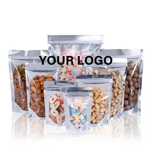 Holographic Bags With Clear Window Foil Pouch Packaging Smell Proof Resealable Bags Self Sealing Bag