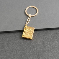 Porte-clés mini-bible ouvrable en métal pliable, avec texte de la Prière du Seigneur en relief, breloque de sac, cadeau chrétien
