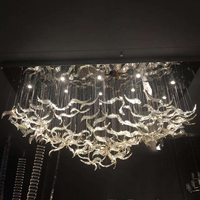 Lustre moderne luxueux décoratif en cristal long, luminaire suspendu décoratif pour projets hôteliers