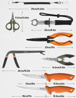 Ensemble d'outils de pêche portables professionnels en acier inoxydable pour l'extérieur, 10 pièces, couteau de pêche, ciseaux, dégorgeoir, pêche en eau salée