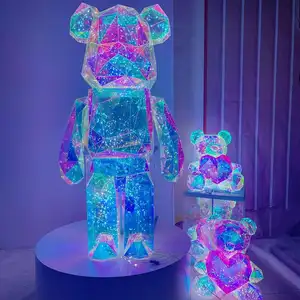 Trending Product Teddy Bear Neon Light 2023 Valentines Gift New Arrivals Film Pvc Colorful Glowing Bear For Home Decoration