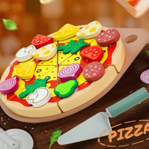 Jeu d'imitation alimentaire pour enfants, fête à la <span class=keywords><strong>pizza</strong></span>, ensemble de 6 tranches de <span class=keywords><strong>pizza</strong></span> réaliste avec différents garnitures - Product Image 1