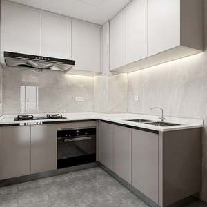 Meubles de cuisine haut de gamme personnalisés avec évier et robinet, ensemble complet pour appartements - Comprend dosseret, tiroirs coulissants et accessoires - Product Image 5