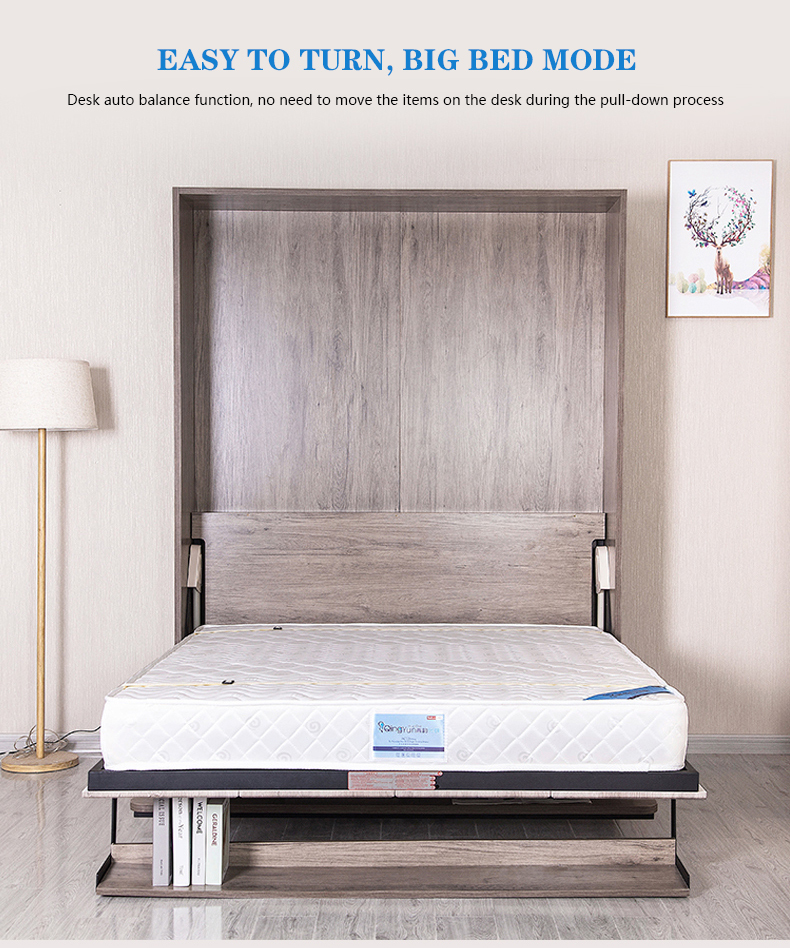 Matériel en bois moderne simple lit pliant lit caché/invisible lit/lit pliant avec bureau pour meubles de chambre