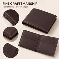 Dompet Lipat Tipis Khusus Pria Kulit Asli Banyak Slot Kartu Dompet Pria Klasik OEM Dompet Lipat Kulit Coklat Grosir