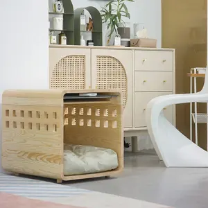 Общая мебель с домашними животными собака кошка дом деревянный ящик для виллы запираемый высококачественный коттедж Съемная тумбочка прикроватная тумбочка