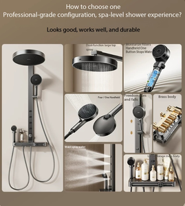 BTH <span class=keywords><strong>Douche</strong></span> thermostatique murale moderne en laiton à poignée unique avec <span class=keywords><strong>barre</strong></span> coulissante, finition chrome poli, jet 3 fonctions - Product Image 2