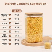 Récipient alimentaire en verre de 156 oz, pot à farine carré de 1 gallon, couvercle hermétique en bambou, grand récipient de rangement pour garde-manger