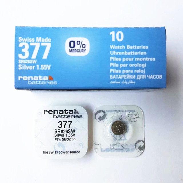 Renata Barnd1.55V 377 SR626SW Silver Oxide Lithium Button Cell Battery for Watches for Home Appliances Toys Consumer Electronics