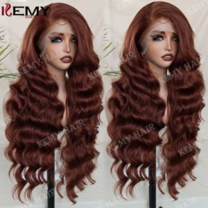 Parrucca Sintetica KEMY HAIR per Donne, Nera, 13*6 HD Lace Frontal Glueless, Ondulata, con Pizzo Trasparente - Product Image 5