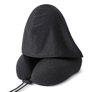 Bantal Leher Lipat Busa Memori Khusus untuk Perjalanan Pesawat dengan Penutup Kepala Bentuk U dan Logo - Product Image 2