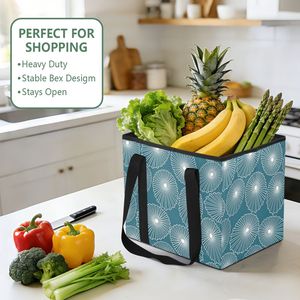 Hawaiian Opihi Shell Print Heavy Duty Collapsible Storage Basket Custom Logo Foldable <b>Reusable</b> Market Tote <b>Bag</b> with Handles - Product Image 6