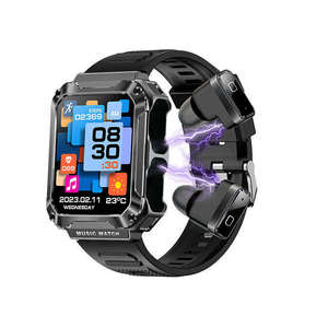 Montre connectée TWS 2-en-1 pour sport en extérieur avec 4 Go de mémoire et écouteurs intégrés, batterie 400 mAh, appels, étanche IP67, modèle T93 - Product Image 1