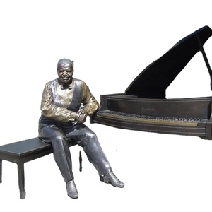 Escultura de Bronce Personalizada de Tamaño Real de <span class=keywords><strong>Oscar</strong></span> Peterson con Piano, para Jardín Exterior - Product Image 4