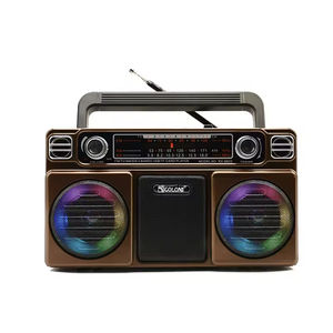 Radio Portátil de Escritorio Estilo Retro, Altavoz Inalámbrico con Sonido Estéreo, Radio AM FM SW con Luz Disco - Product Image 5